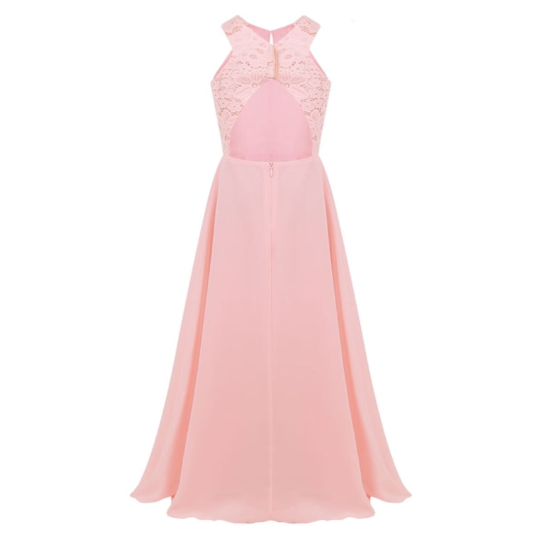 MSemis Big Girls Floral Lace Party Wedding Prom Long Chiffon Bridesmaid  Ball Maxi Gown Dress,Size 4-16 Pink 16 - Walmart.com