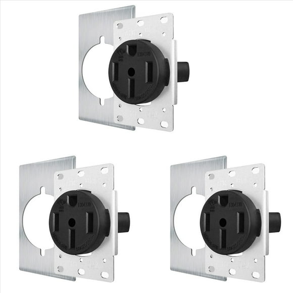 3X NEMA14-50 Outlet By Industrial Grade for Even ,No Overheating or Melting, EV Charging 50Amp 125/250V Receptacle,3 x NEMA 14-50 outlet 3 x socket cover,Silver
