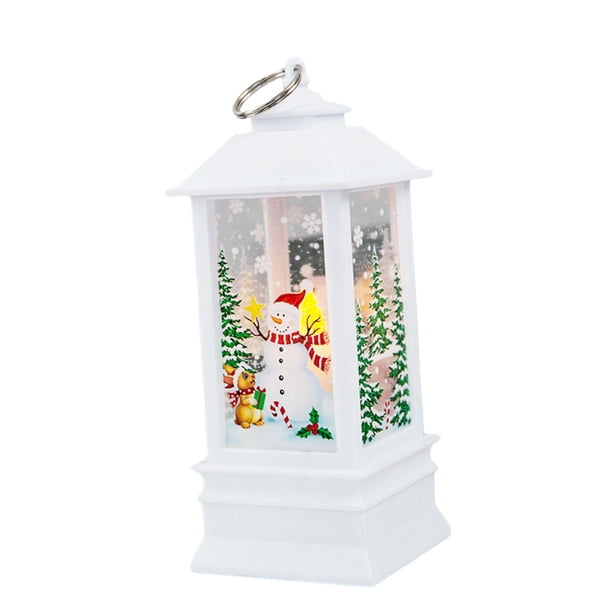 Linterna colgante iluminada LED de Navidad, luz nocturna de Navidad, lámpara decorativa de Navidad para interior o exterior muñeco de nieve blanco