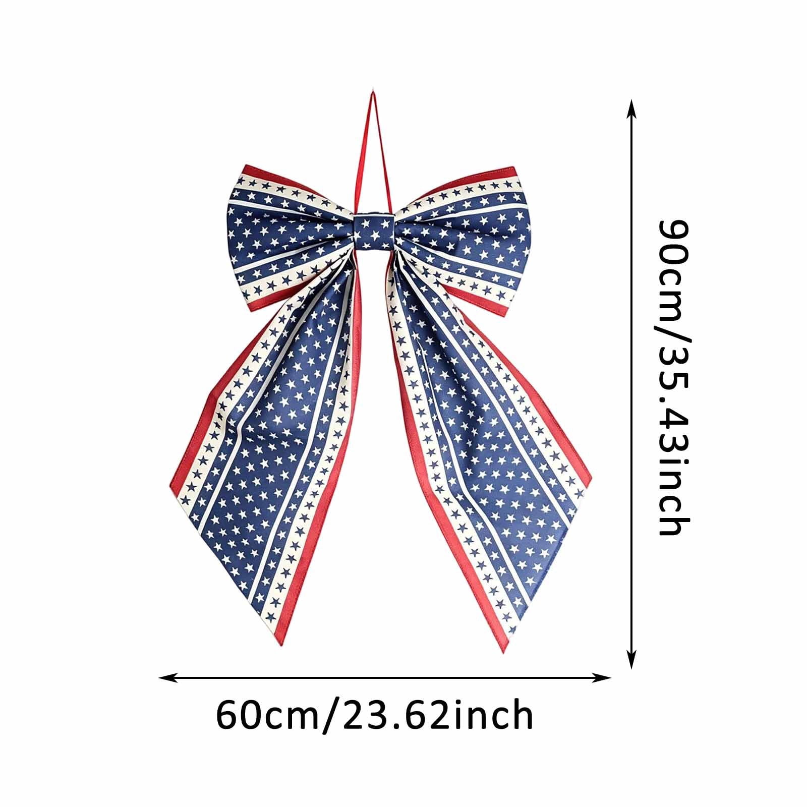 Patriotic Wreath Bows for Front Door Large 35.4" Red White and Blue Ribbon with Stars and Stripes for 4th of July Memorial Day Indoor Outdoor Party Decor