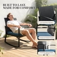 thumbnail image 3 of WWR Rocking Patio Bistro Sets 3 Piece - All-Weather - Conversation Furniture Set, Wicker Rattan Outdoor Front Porch Chair for Balcony, Porch, Garden, Backyard, Poolside,Blue, 3 of 8