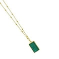 thumbnail image 4 of JewelStop 14k Yellow Gold Polished Finish 0.7mm Geometric Gem and Green Malachite Necklace, Spring Ring Clasp - 18", 4 of 6