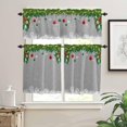 thumbnail image 5 of Christmas Kitchen Curtain Valance and Tiers Set Xmas Baubles Coniferous 3 Pc Window Treatment Pine Tree Twig Gray 3 Pieces Rod Pocket Valance Set for Small Windows Bedroom 54 in x 24 in, 5 of 6