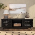 thumbnail image 2 of Plank+Beam Mid Century Modern Solid Wood TV Stand with 2 Doors, Black, 2 of 13
