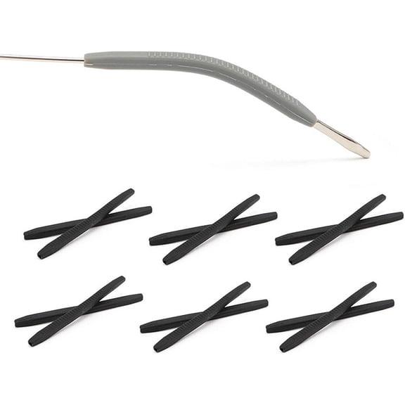 Silicone Glasses End Tip Grips, Anti-Slip Eyeglass Ear Sock Pieces Tube Sleeve, Silicone Elastic Comfort Eyeglasses Retainer For Thin Temples(6 Pairs,Black&White)
