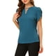 thumbnail image 1 of Blusa Casual de Cuello en V con Corte en la Parte Frontal y Mangas Cortadas INSPIRE CHIC para Mujeres Talla XS Color Azul Marino, 1 of 6