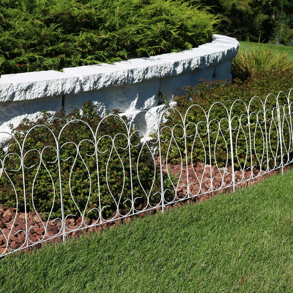 Sunnydaze 5 Piece Traditional Border Fence Set, Decorative Metal Garden