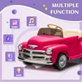 thumbnail image 2 of Xuanlur 12V 7AH Ride on Toys for Kids, Licensed Chevrolet 3100 Pickup Ride on Truck w/Parents Control, Electric Cars w/Storage Space, 3-Speeds, LED Lights, Music, Retro Style, Pink, 2 of 7