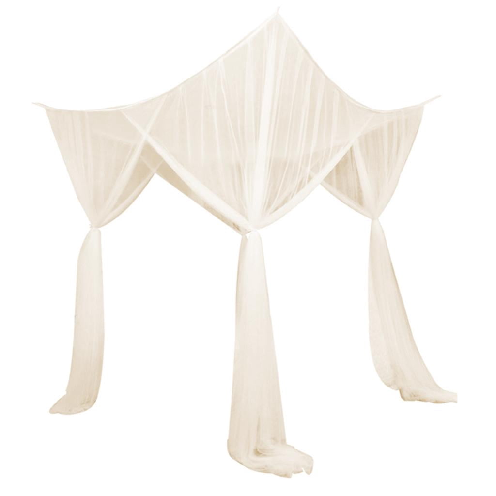 4 Hanging Bed Canopy Curtain Drape Bedding Net - Beige, 210x190x24cm