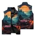 thumbnail image 3 of Chaleco cálido resistente al viento con cuello alto y cremallera con estampado de coche deportivo clásico en 3D para hombre, para viajes al aire libre en la calle, pelea de bolas de nieve, 3 of 4
