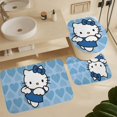 thumbnail image 6 of Kawaii Cat 4Pcs Family Shower Curtain Sets with Non-Slip Rugs, Toilet Lid Cover and Bath Mat, Black Home Bathroom Decor Set Accessories Waterproof Shower Curtains with 12 Hooks, 71 x 71 Inch, 6 of 8
