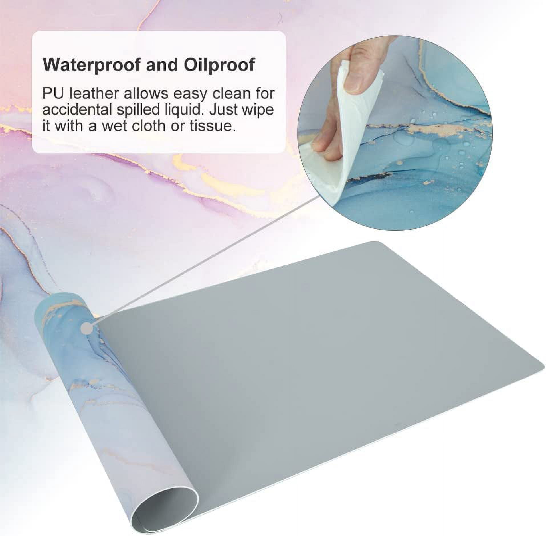 Large Mouse Pad, PU Leather Desk Mat for Desktop, Waterproof Gaming Desk Pad, Marble Painting Full Desk Accessories Keyboard Mousepad, Home & Office Décor 31.5" x 15.7" - Abstract Fluid Art