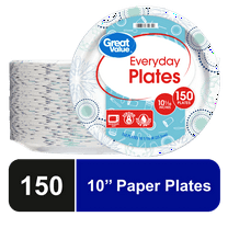 Great Value Everyday Disposable Paper Plates, 10", 150 Count