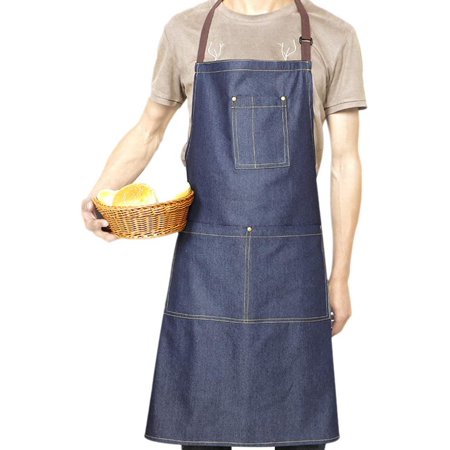 Tablier Jean Réglable Avec Poches | Pour Coiffeur, Cuisine, Salon, Atelier | Coton/Polyester Résistant