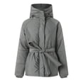 thumbnail image 5 of Winter Parka for Women 2026 Fashion Casual Long Sleeve Thicken Full Zipper Belted Hooded Outerwear with Pockets, 5 of 8