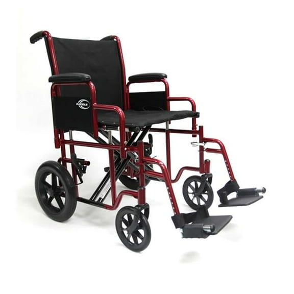 Karman Healthcare T-920W 20 in. Heavy Duty Transport Wheelchair with Removable Footrest & Armrest, Burgundy