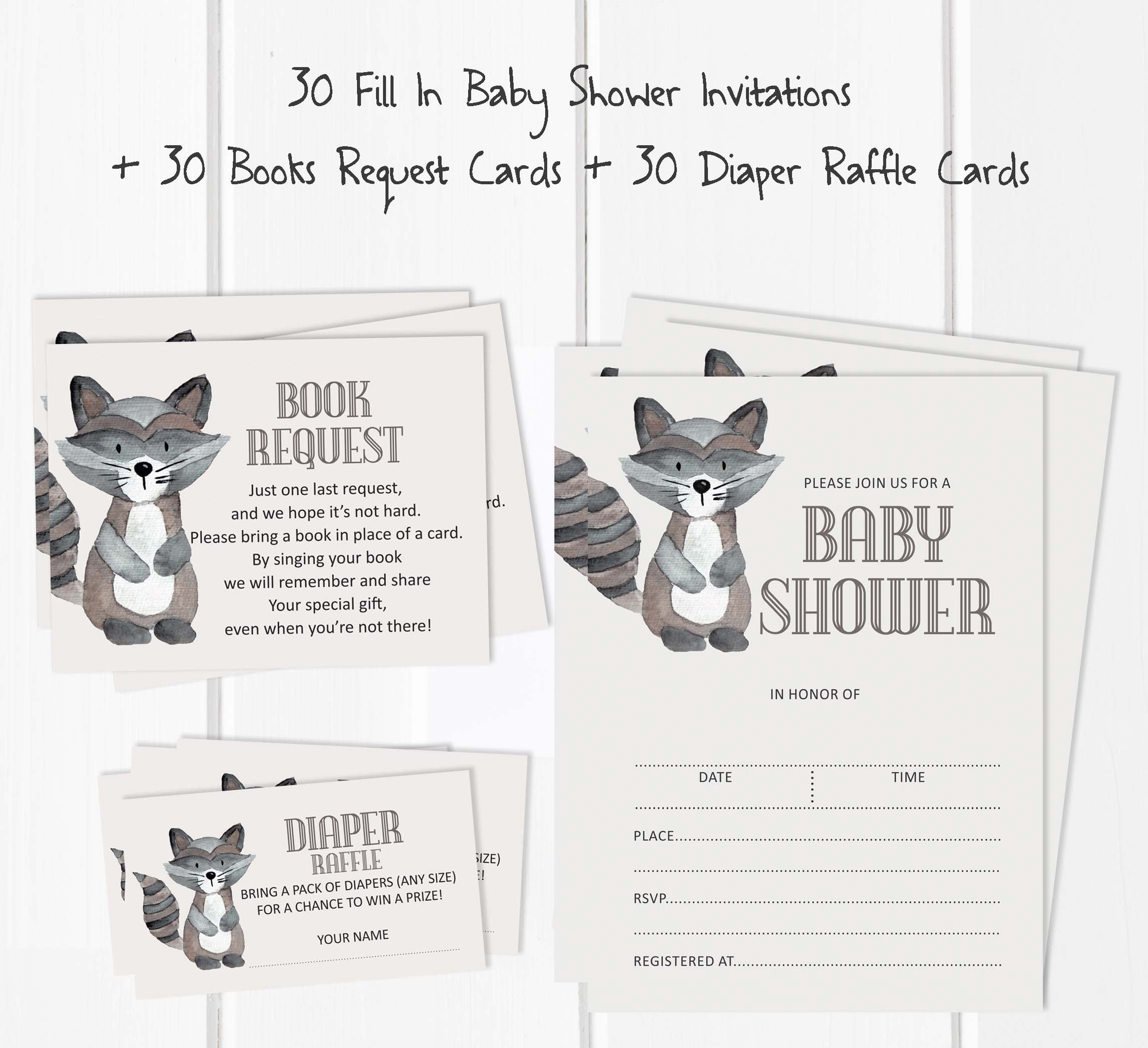 Inkdotpot Set Of 30Jungle Animals Baby Shower Invitations-Diaper Raffle Tickets And Baby Shower Book Request Cards Gender Neutral Invites Its A Boy Its A Girl