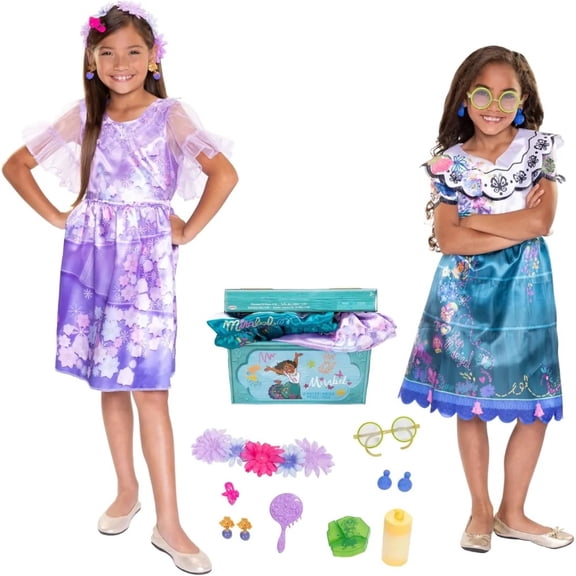 Disney Encanto Madrigal Sisters Dress Up Trunk, Mirabel & Isabela Fashion Dresses Fit Sizes 4-6x