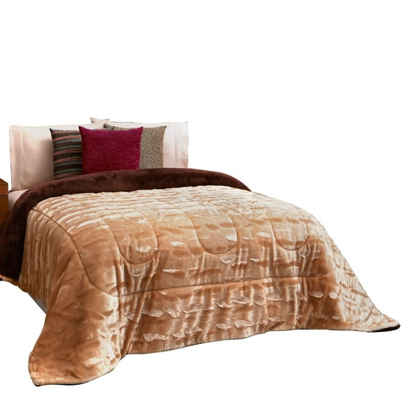 Cobertor con Borrega Térmico King Size Elefantito Champagne