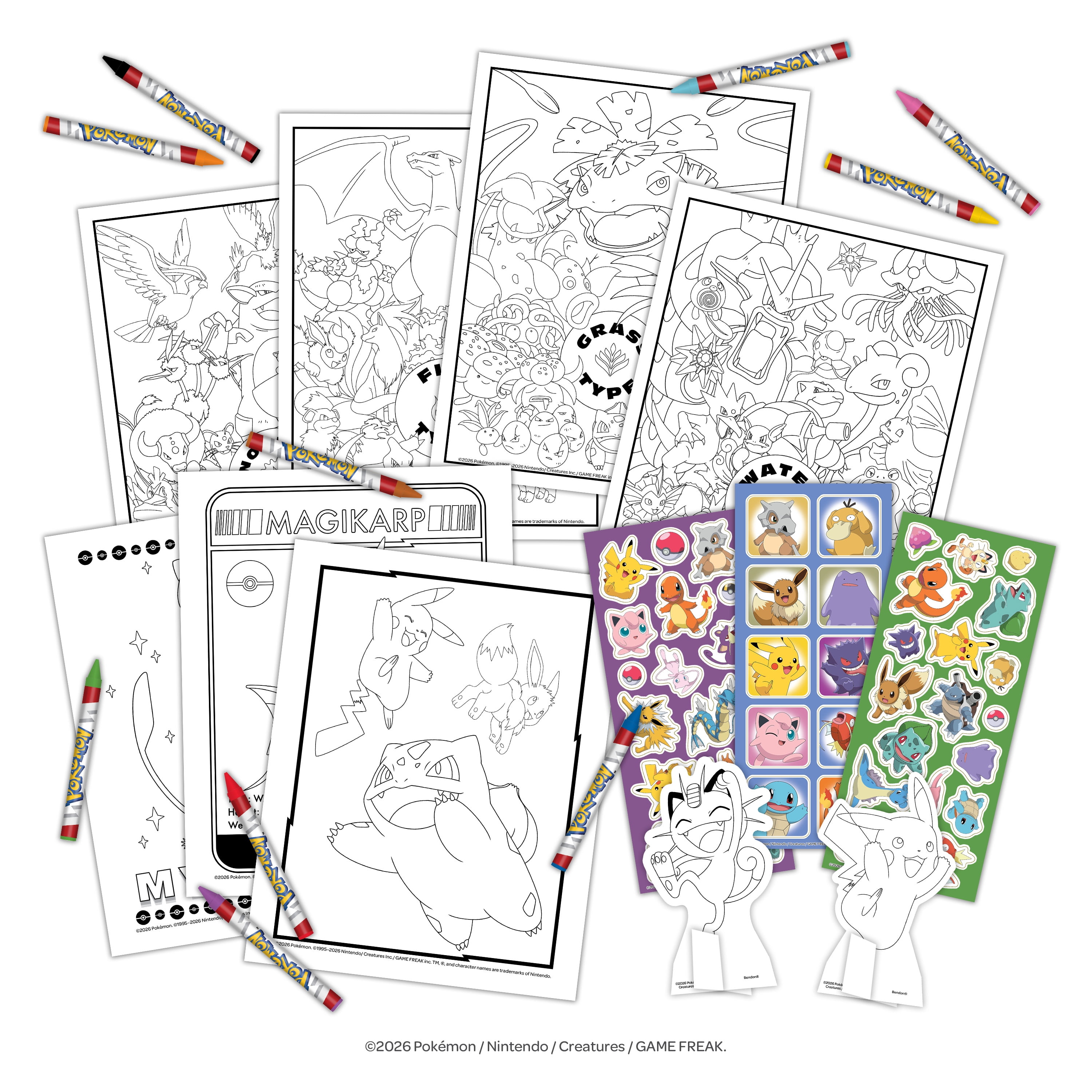 Pokémon Gift Set with Coloring Book, Posters, Stickers, Crayons, Punch-Out Characters