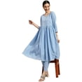 thumbnail image 1 of eloria Women's Fashion Solid Anarkali Design Kurti With Bottom, Fabric : Cotton, Color : Sky Blue, Size : X-Small, 1 of 7