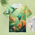 thumbnail image 4 of Flower Hummingbird Women's T-Shirt Short Sleeve T Shirts Tops Tee Ladies Loose T, 4 of 6