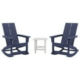 thumbnail image 2 of Emma + Oliver Set of 2 Modern All-Weather Navy Poly Resin Adirondack Rocking Chairs with Complimentary White Side Table for Outdoor Use, 2 of 11