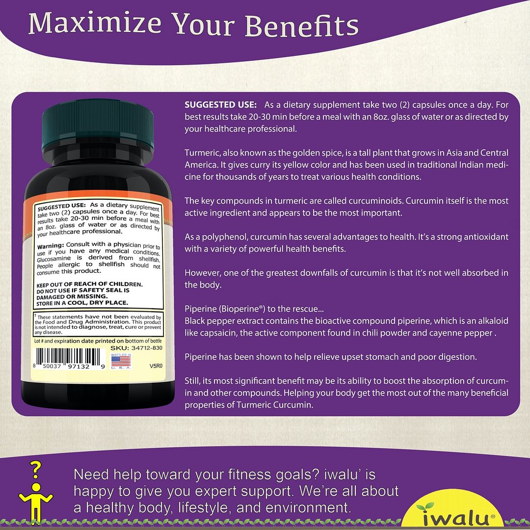 Tin Man’s Turmeric | Chondroitin Glucosamine Curcumin Complex for Joint & Mobility Support, Natural Joint Comfort, Digestive & Metabolic Wellness - 60 Capsules | NSF Certified & USA Made by iwalu