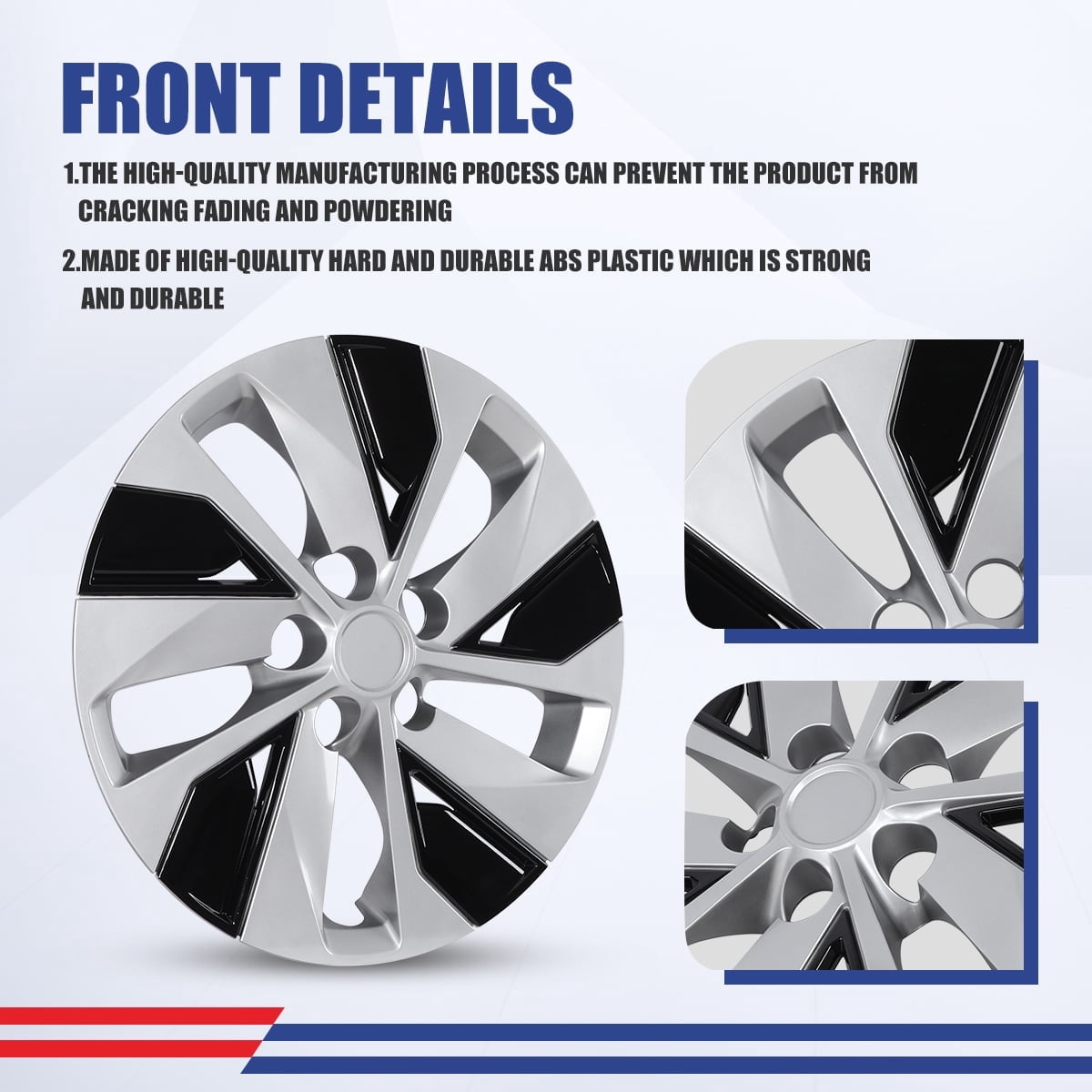 4 Pack 16 inch Hubcaps Wheel Rims Cover for 2019-2025 Nissan Altima Compatible With Steel Wheels,Snap on Installation PP Material,Silver& Black Lacquer