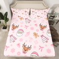thumbnail image 2 of Homewish Kids Children Cartoon Santa Claus Deer 3pcs Twin Sheet Sets,Kawaii Pink Bow Twin Fitted Sheet,Merry Christmas Breathable Flat Sheet,Microfiber Bedroom Decor, 2 of 7