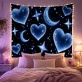 thumbnail image 2 of Glowing Hearts and Crescent Moons on Starry Night Sky, Ethereal Romantic Fantasy for Space Lovers, Celestial Wall Art, Housewarming Gift Tapestry Wall Hanging for Bedroom, Living Room and Dorm, 2 of 7