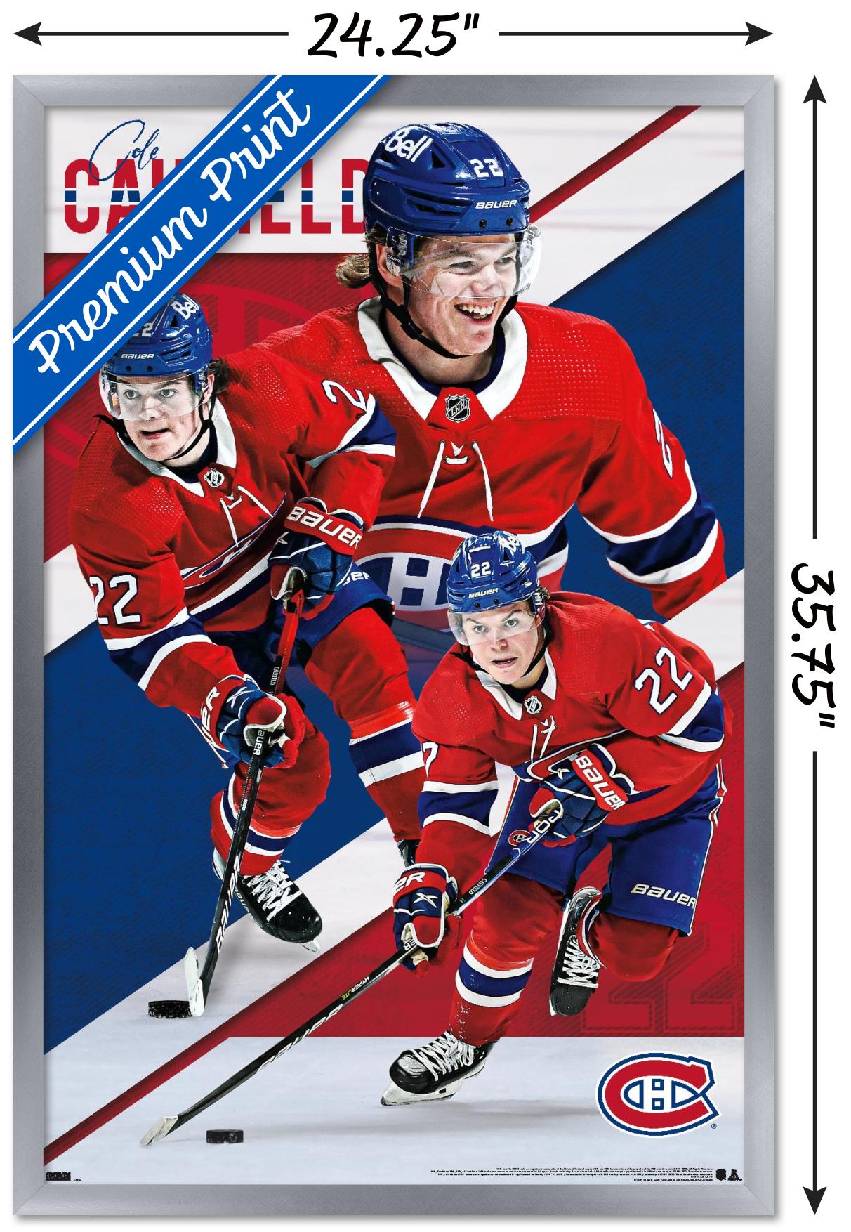 NHL Montreal Canadiens - Cole Caufield 22 Wall Poster, 22.375" x 34" Framed