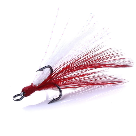 60 Pack Strong Treble Hooks with Feather Fishing Hooks Size 4# 6# 8# 10#