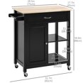 thumbnail image 3 of HOMCOM Rolling Kitchen Cart with Wood Top, Kitchen Island on Wheels, 3 of 10