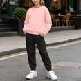 thumbnail image 2 of Gealkoca Children's Solid Color Round Neck Long Sleeved Sweatshirt Sweatpants Fleece Suit Pullover Jogging Pants Set 2 Pieces Sweatsuit 1-13 Years, 2 of 9