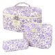 thumbnail image 1 of Set de bolsas de maquillaje WYJ con estampado floral acolchado, 3 unidades, para mujer, 1 of 6