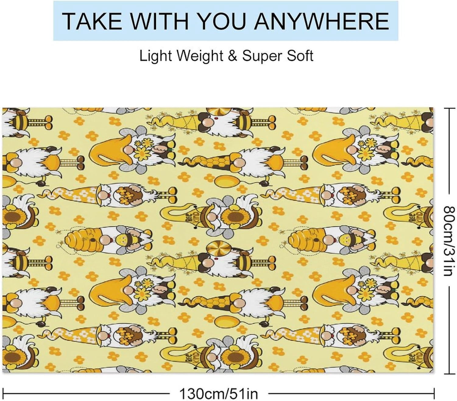 for Funny Honeybee Gnomes Bee Sunflower Yellow Oversized Beach Towel, Extra Large Thick Pool Towel, Ultra Absorbent Beach Blanket, Soft Plush Swim Bath Towels for Adults Mens Women