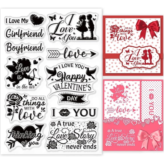 Love Theme Clear Stamps Happy Valentine's Day Silicone Stamps I Love You Transparent Rubber Seal Stamps