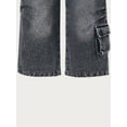 thumbnail image 5 of Boys Pants,Boys Wide Leg Denim Jeans Washed Distressed Cargo Joggers Multiple Pockets Loose Fit,Boys Jeans,01 Dark Gray,4-5 Years, 5 of 9
