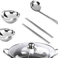 thumbnail image 4 of ZheElen Hot Pot Pan Kitchenware Professional Hot Pot Cooker with Glass Lid for Party 28cm, 4 of 9