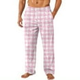 thumbnail image 2 of GrmtClth Men's Fleece Pajama Pants Stylish Flannel Comfort Soft Plush Plaid Sleep Pant Fluffy Fall Winter Warm Pj Pants with Pockets Light pink XL, 2 of 6