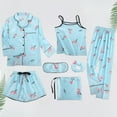 thumbnail image 2 of Icvfdpl Pyjamas pour Femmes Ensemble 7 Pcs Vêtements de Maison Ensembles de Pyjamas pour Femmes Bleu Clair m, 2 of 3