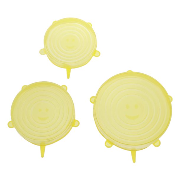 Juego de 3 tapas elásticas útiles reutilizables para envoltura de Amarillo-l Sunnimix Tapas elásticas de silicona