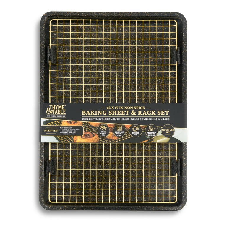 Thyme&Table Nonstick Baking Sheet & Cooling Rack Set - Black - 12 x 17 in