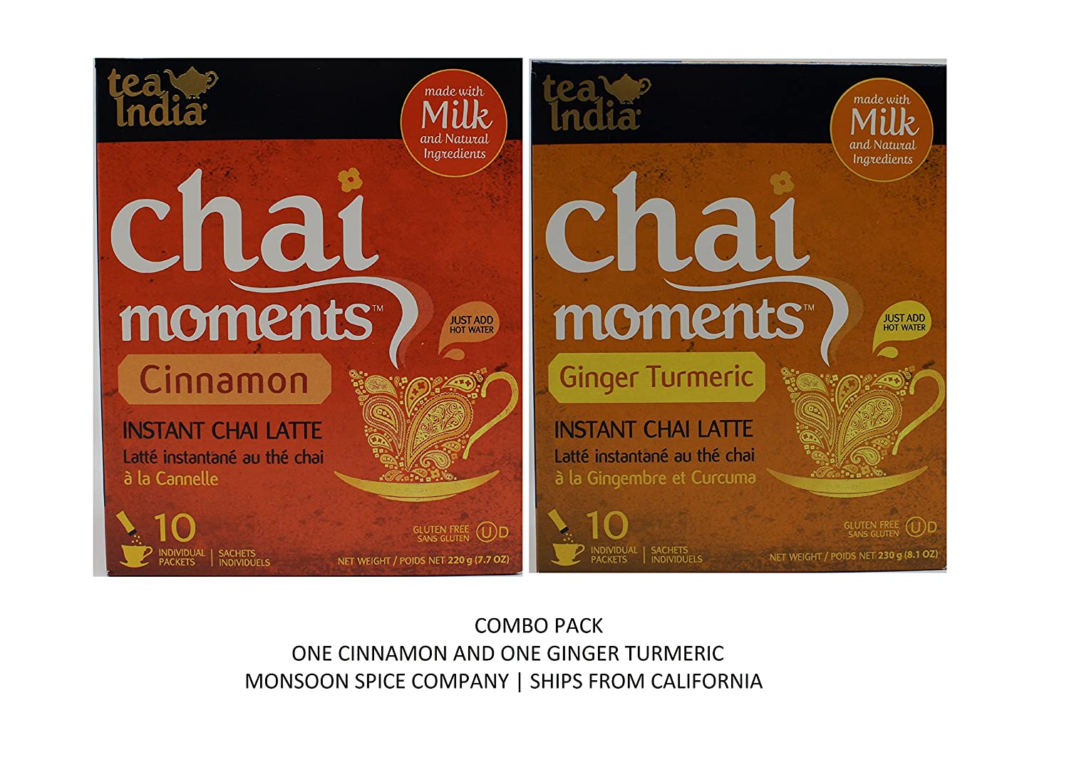 Tea India Chai Moments Instant Tea, 10 Count by Monsoon Spice Company