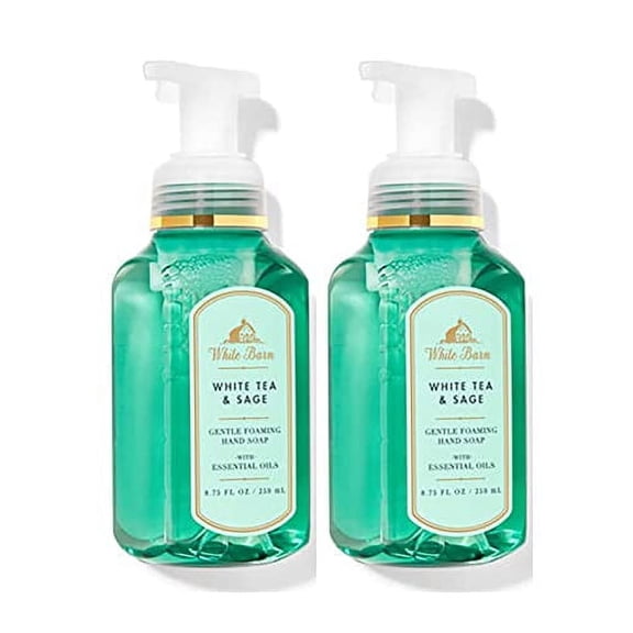 Bath & Body Works Bath and Body Works White Tea & Sage Gentle Foaming Hand Soap 8.75 Ounce 2-Pack (White Sage) 17.5 Ounce