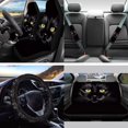 thumbnail image 2 of Yuyamidu 13 PCS Car Seat Covers Full Set Car Steering Wheel Accessories Car Seat Belt Cover Auto Rear View Mirror Cover Trash Bin Car Coasters Keychain Black Cat Chapstick Holder, 2 of 7