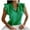 Green, variant on Lindreshi Short Sleeve Shirts for Women Women Casual T-Shirt Solid Ruffles Short Sleeve V-Neck Pullover Lanyard Blouse Tops