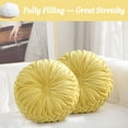 thumbnail image 7 of Velvet 15-Inch Round Decorative Pillow for Couch Décor (Light Yellow), 7 of 7