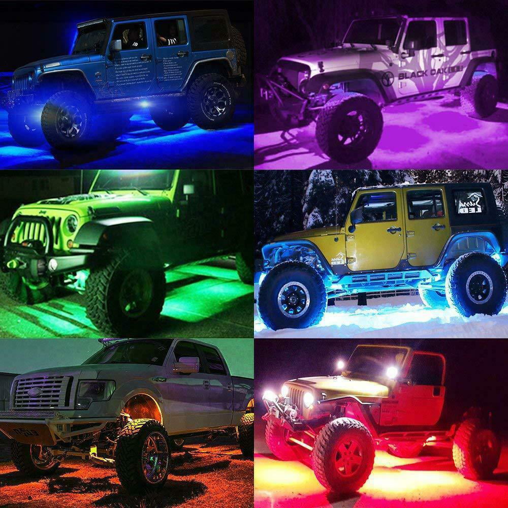 Northpole Light 8 Pods RGB LED Rock Light Kits with Bluetooth Control Waterproof Underbody Glow LED Neon Trail Rig Lights for Car Truck Jeep Offroad ATV UTV Raptor Boat 
